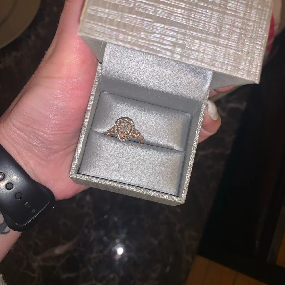Zales Rose Gold and Silver Teardrop Diamond Ring - Picture 11 of 11
